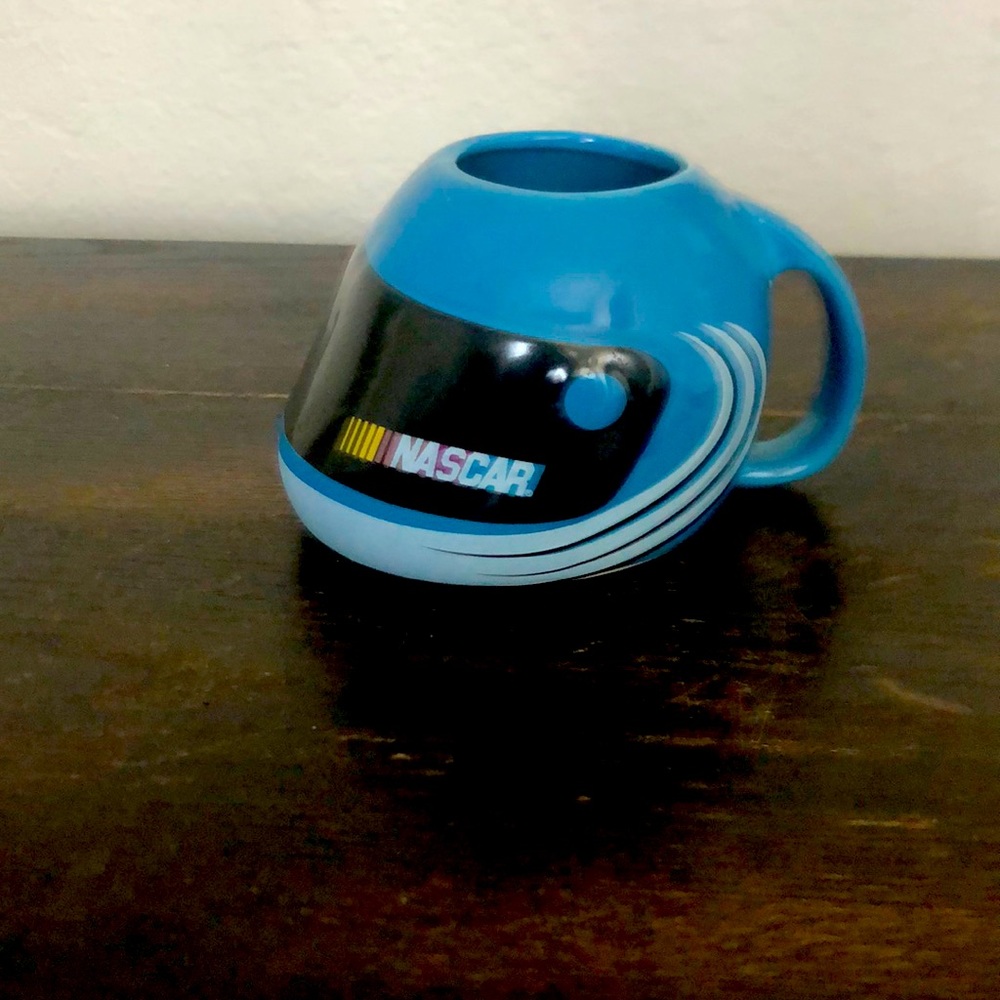 NASCAR Racing Helmet Coffee Cup Mug. Blue 2004 Sherwood Brands.